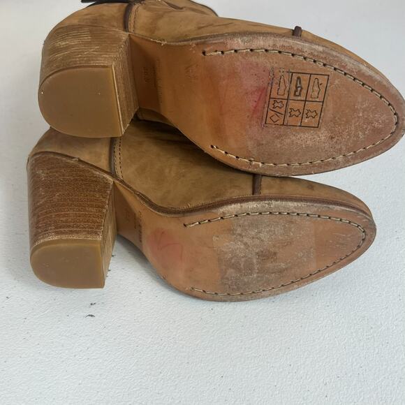 Rag & Bone Women's Boots 6.5 Kinsey Carmel Tan Nubuck Leather Strap Ankle Heel - Picture 8 of 15